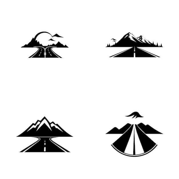 Vector bergweg icoon logo set