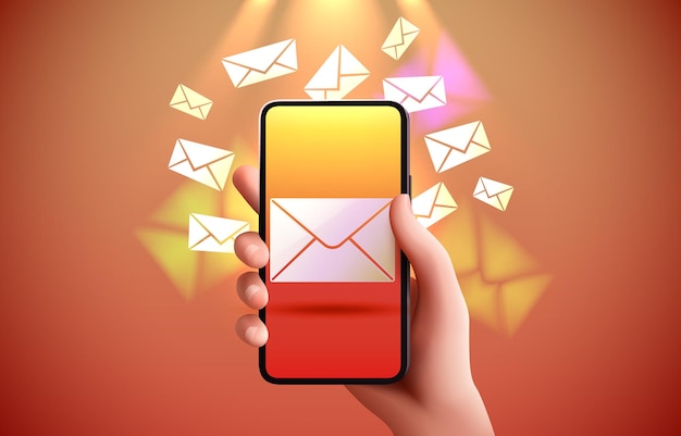 Bericht e-mail smartphone scherm banner gebruiker telefoon vector