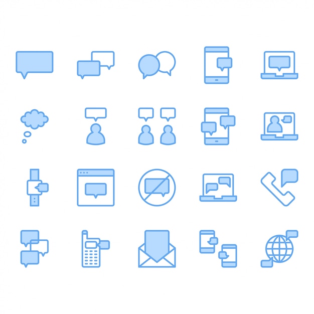 Bericht en spraak zeepbel gerelateerde icon set