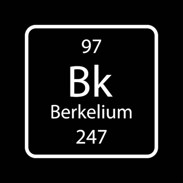 Символ Берклия Химический элемент периодической таблицы Векторная иллюстрация