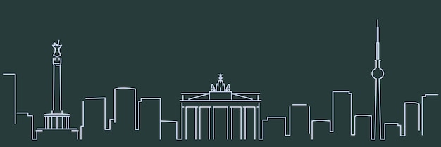 Vector berlin bright line simple minimalist skyline with dark background