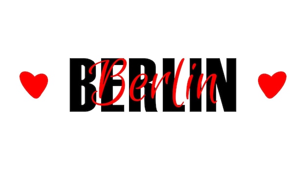 Vector berlin city name typographic print travel lettering card isolated on white background beautiful tshirt print template with text