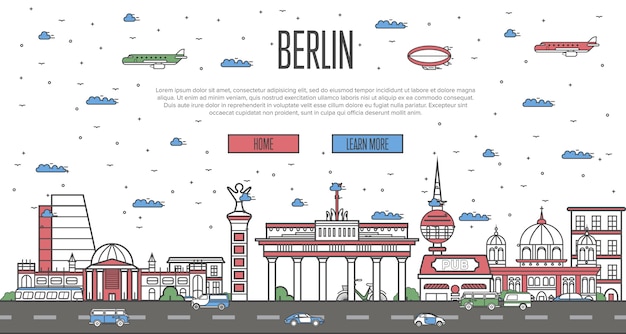 Skyline di berlino con monumenti famosi nazionali