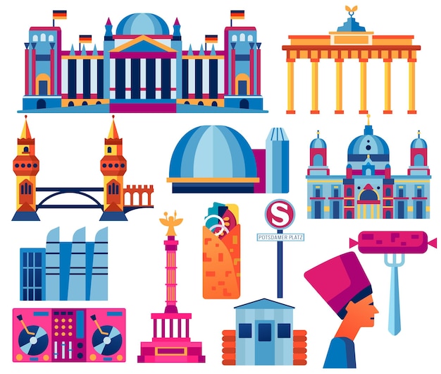 Berlin vector set. Flat illustration