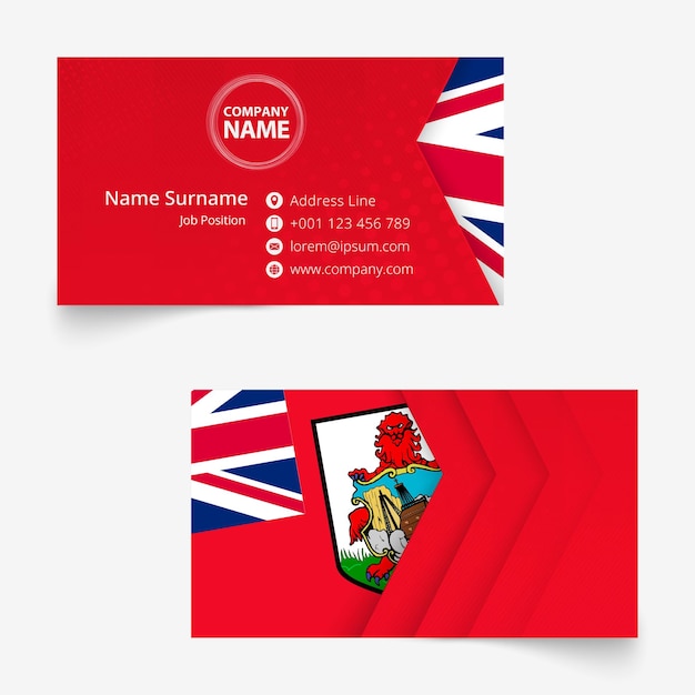 Bermuda flag business card standard size 90x50 mm business card template with bleed under the clipping mask