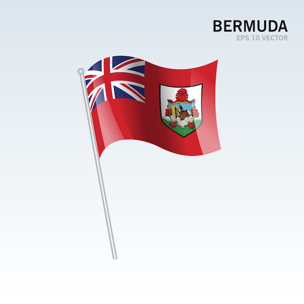 Bermuda wuivende vlag geïsoleerd op een grijze achtergrond