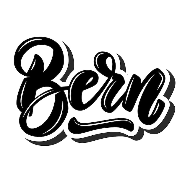 Bern (hoofdstad van Zwitserland). Belettering zin op witte achtergrond. Ontwerpelement voor poster, spandoek, t-shirt, embleem. vector illustratie