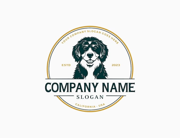 Modello vettoriale del logo del cane bernedoodles