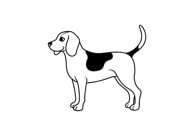 ベルネスの山のスケッチ 黒と白の絵 座って横たわる姿の可愛い犬のキャラクター