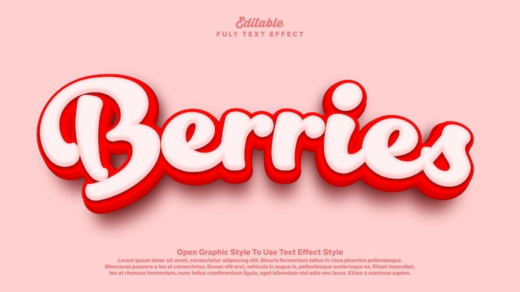 Vector berries 3d tekst effect stijl thema