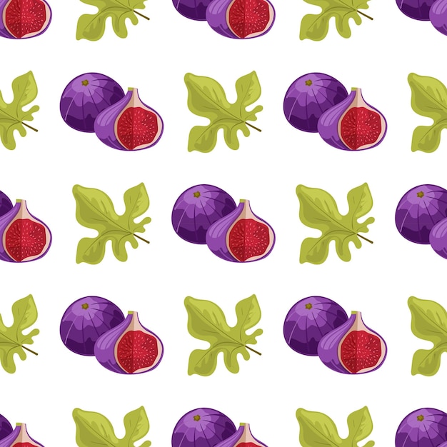 Berries and fig leaves Seamless pattern