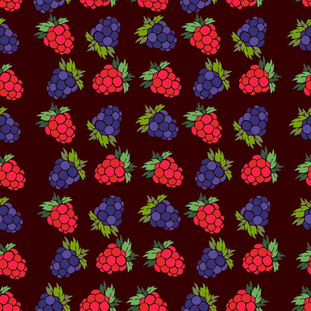 Berries raspberries blackberries summer seamless patternxA