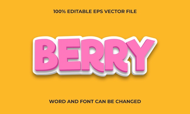 Vector berry 3d-teksteffectstijl bewerkbaar berry 3d-teksteffect