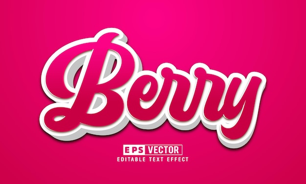 Berry bewerkbare teksteffect Vector 3D-stijl