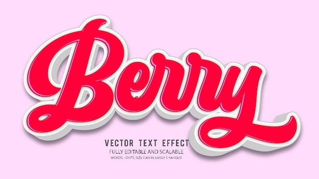 Berry bewerkbare teksteffect vector met leuke achtergrond