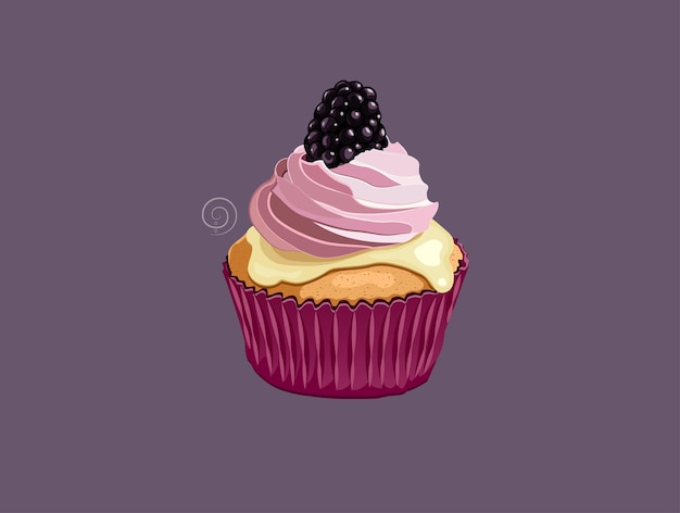 Vector berry cake cup