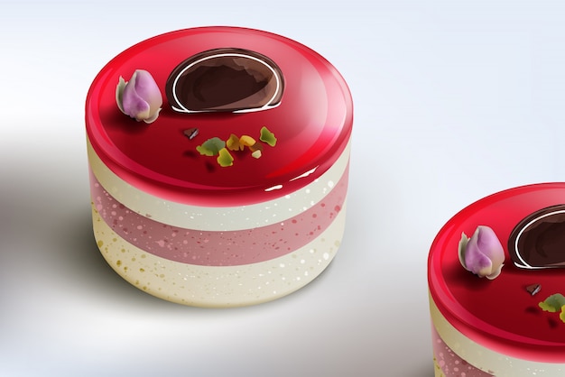 Vector berry cake mousse