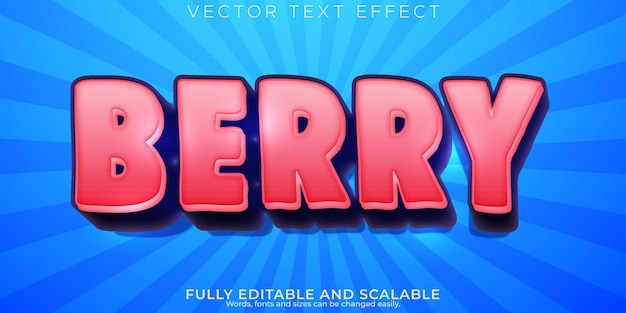 Vector berry cartoon text effect editable joyful and kids text style