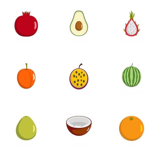 Berry icons set, flat style