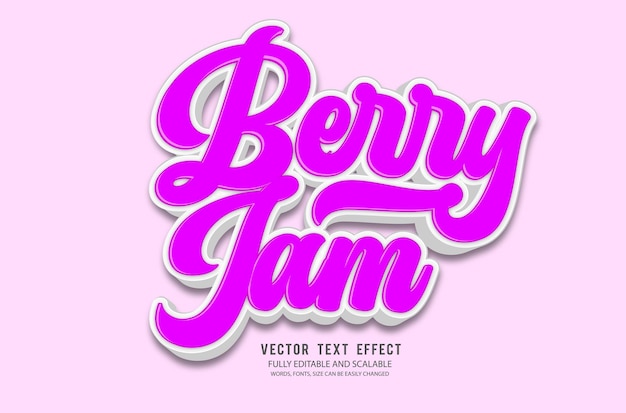Berry Jam 3d редактируемый векторный шаблон текстового эффекта с милым фоном