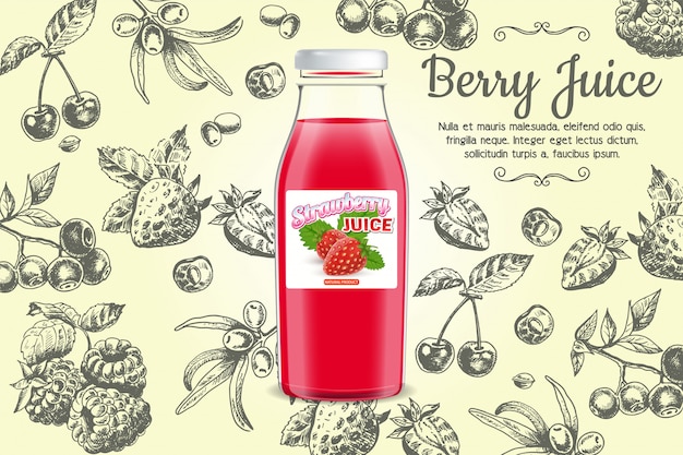 Vector berry juice banner template