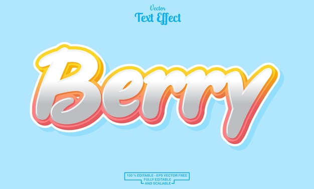 Berry modern cartoon editable text effect design