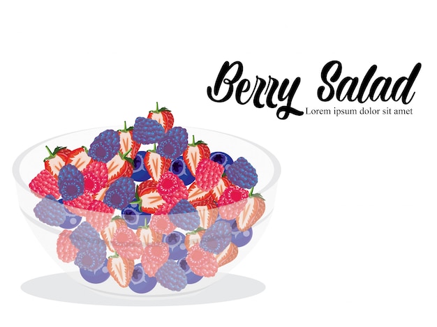 Berry salad isolated white background