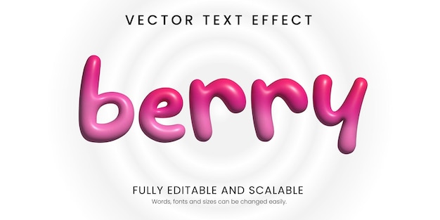 Vector berry text effect 3d style editable