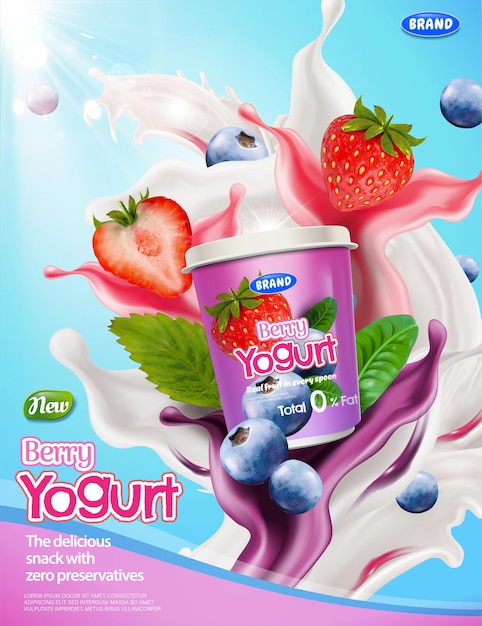 Annunci di yogurt ai frutti di bosco