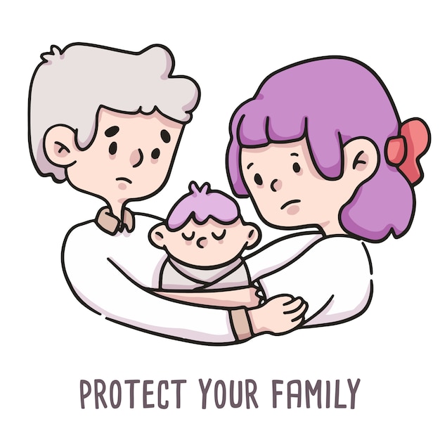 Bescherm uw familie covid-19 illustratie