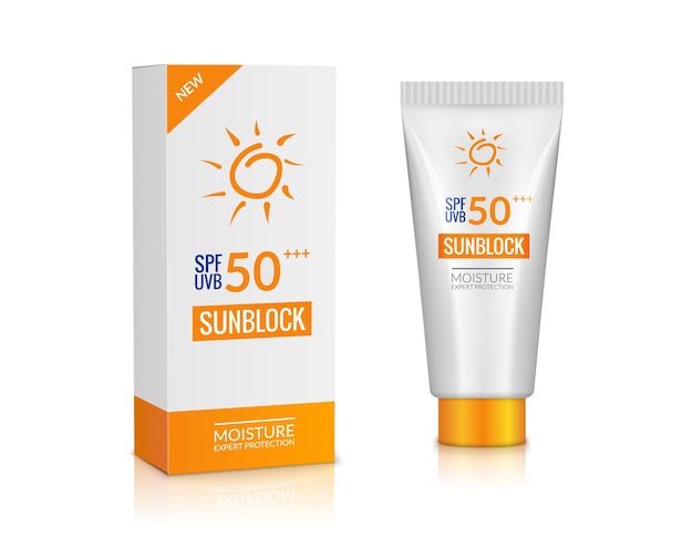 Bescherming tegen de zon cosmetica geïsoleerd op wit
