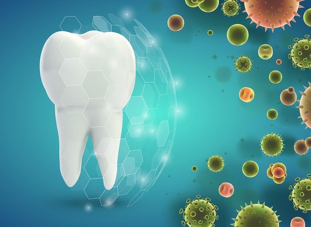 Bescherming van tanden tegen cariës en ziekten vectorsjabloon