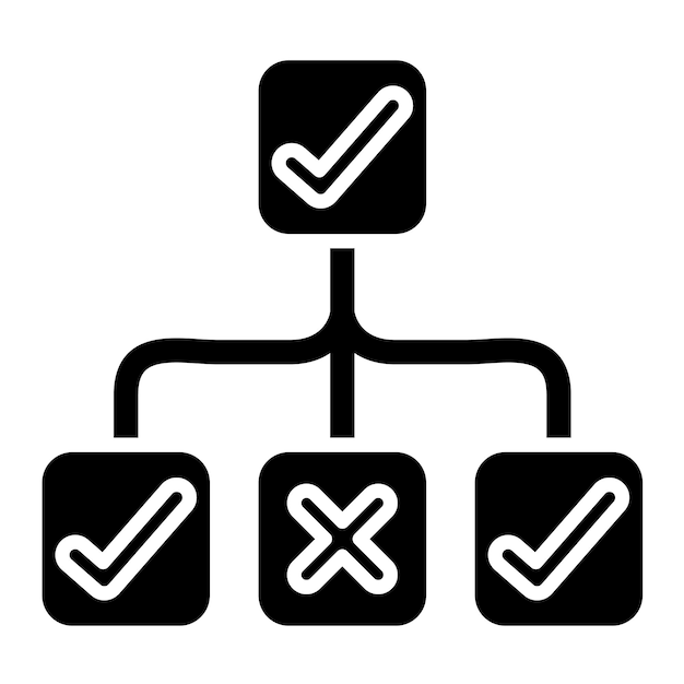 Beslissingsboom Glyph effen zwarte afbeelding
