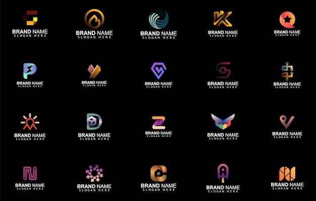 Vector best 20 different abstract logo template