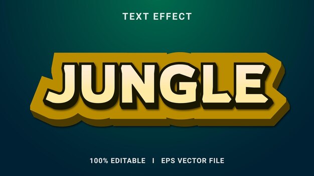 Лучший 3D редактируемый текстовый эффект векторного графического стиля Jungle