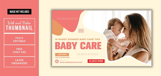 Vector best baby care summer season web thumbnail design