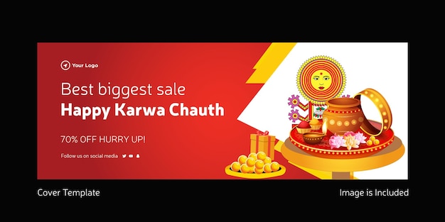 Лучшая самая большая распродажа шаблона дизайна обложки Happy karwa chauth