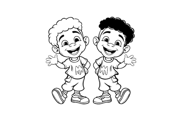 Vector best black and white children vector line art illustration