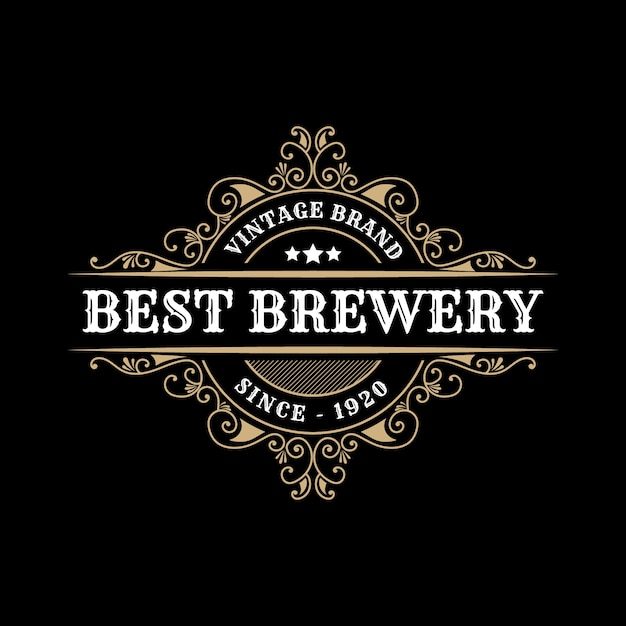 Vector best brewery. antique retro luxury victorian calligraphic  logo