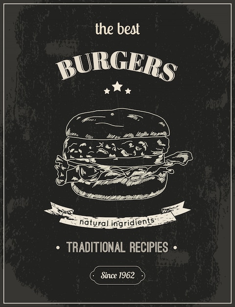 The best burgers, hamburger poster ready to print