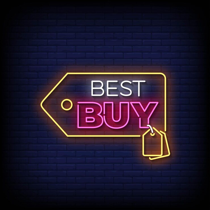 Vector best buy neon sign with brick wall background vector
