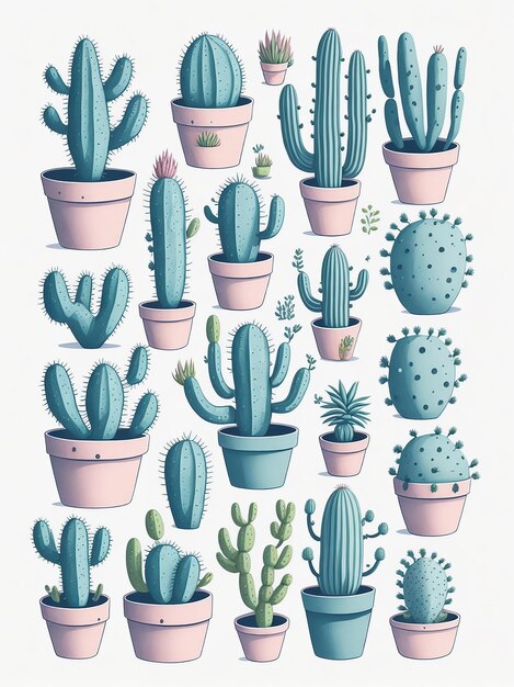 Best cactus pot vector images on white background