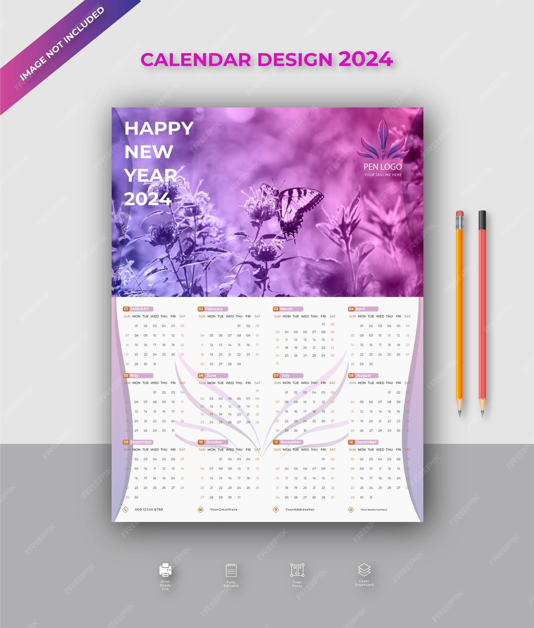 Premium Vector Best Calendar Design 2024