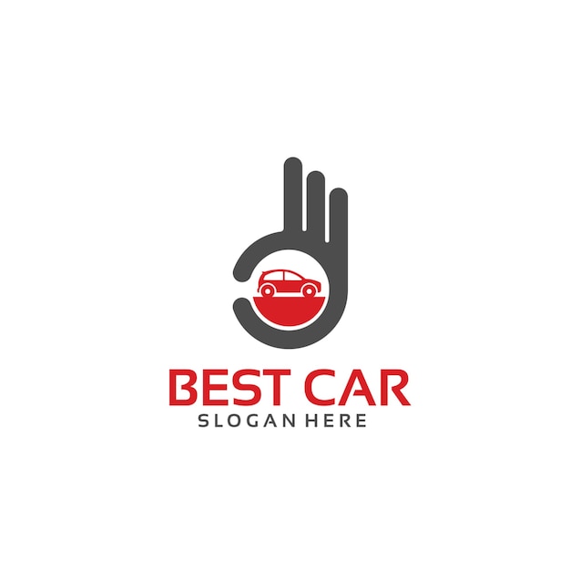 Vector best car logo template with hand gesture vector illustration