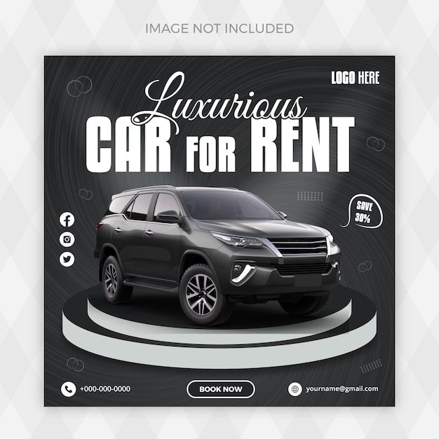 best car for rent social media banner ad concept instagram post template