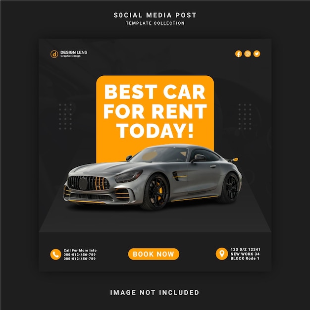 Vector best car for rent social media banner ad concept instagram post template