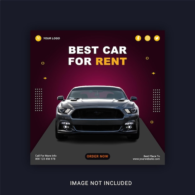 Шаблон баннера Instagram для публикации в социальных сетях Best Car For Rent