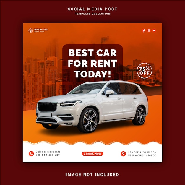 Best car rent for today instagram story banner social media post template