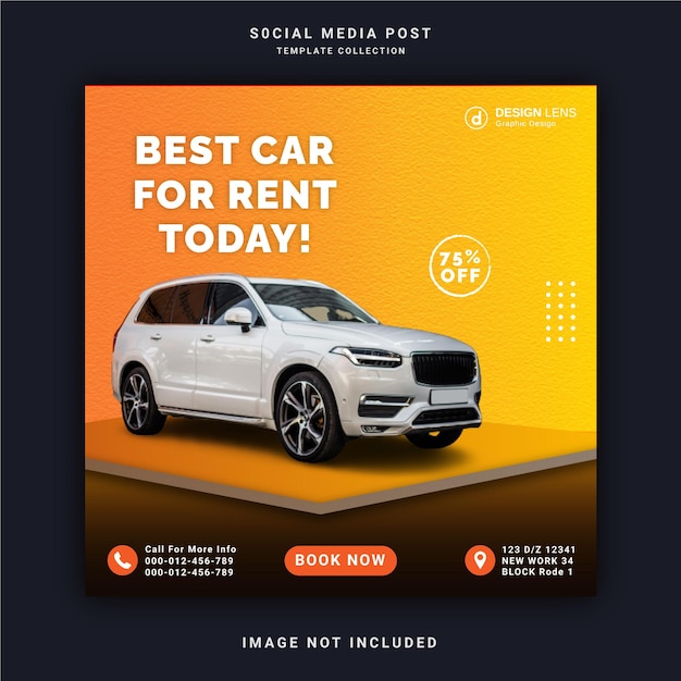 Best Car Rent For Today Instagram Story Banner Social Media Post Template