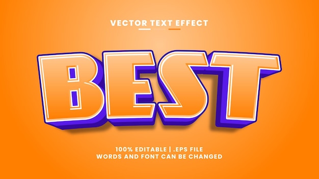 Vector best cartoon comic game style editable text effect 3d template